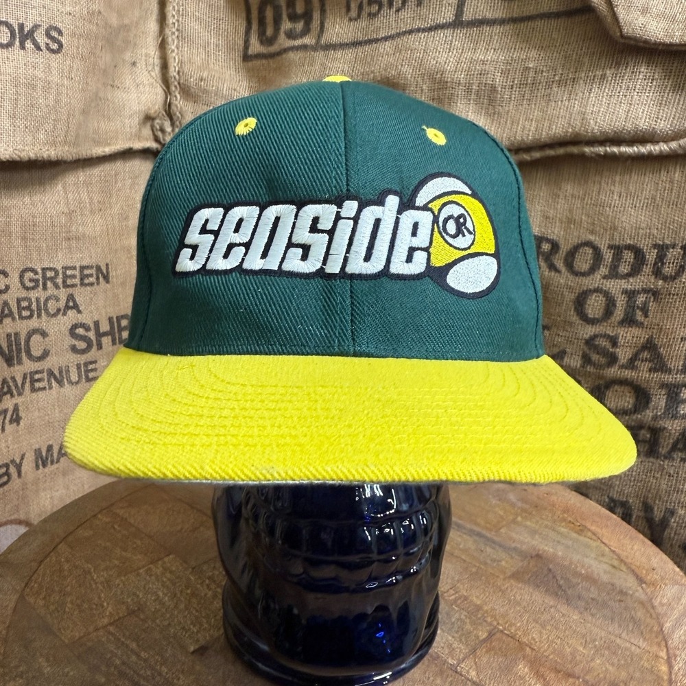 Seaside Oregon PNW Hat Snapback Cap Green Decky Athletics Surf Skate
